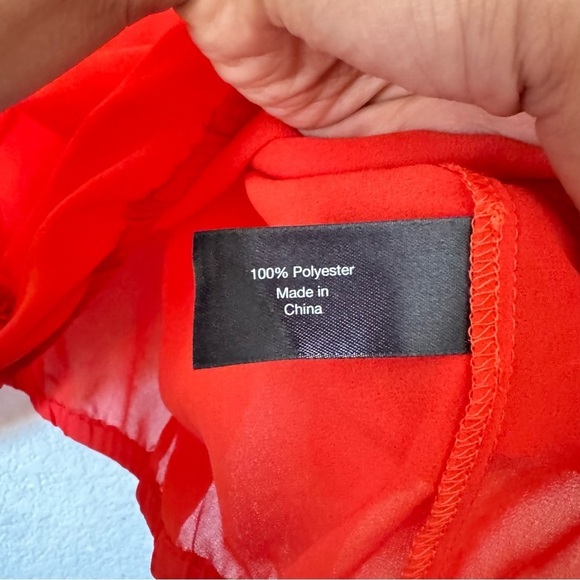 Lane Bryant Neon Orange Beaded Semi Sheer Blouse - Picture 5 of 6